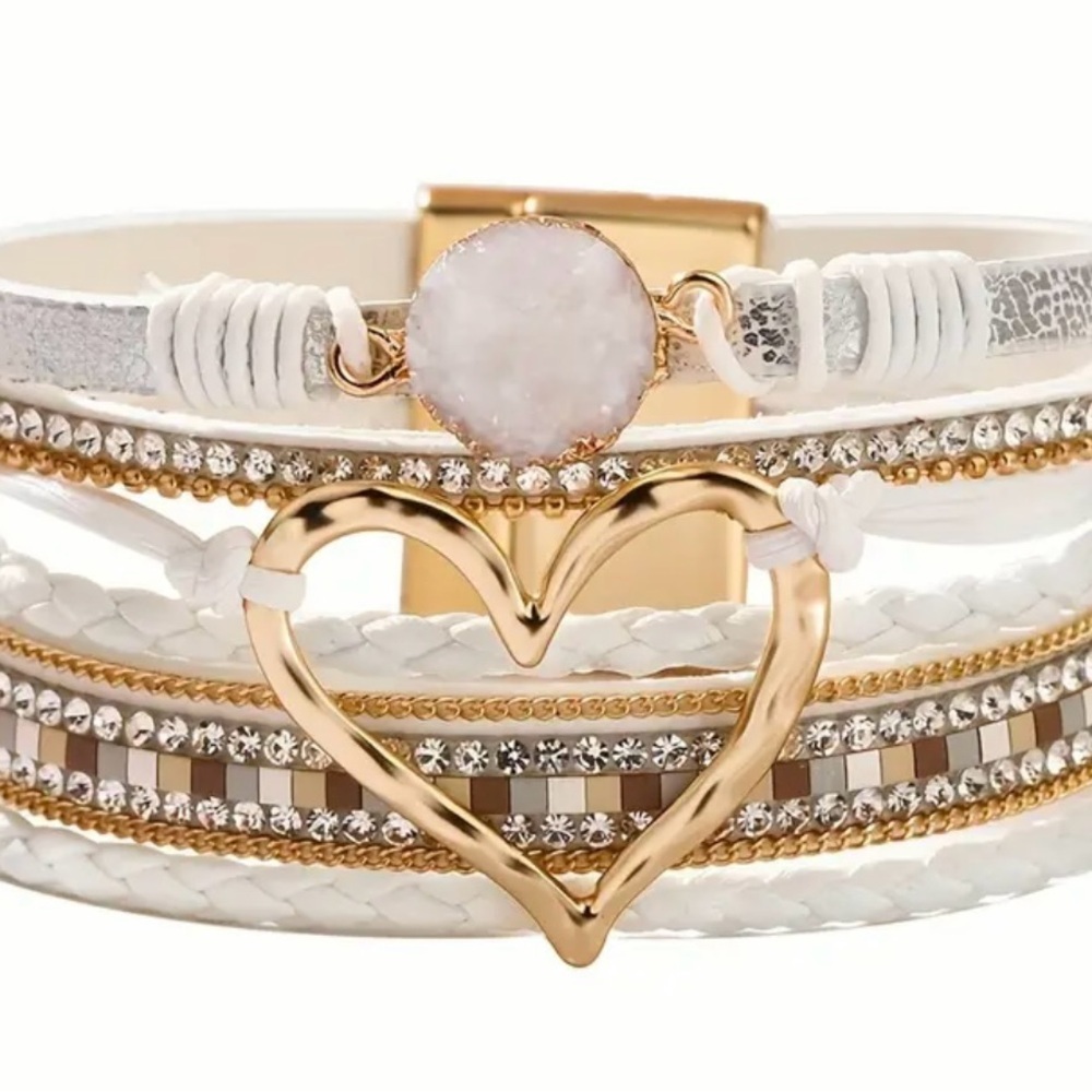 Bohemian Multi-layer Leather Fashion Bracelet White NEW - Picture 1 of 2